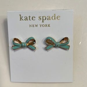 Kate Spade NWT robin’s egg blue/gold bow stud earrings